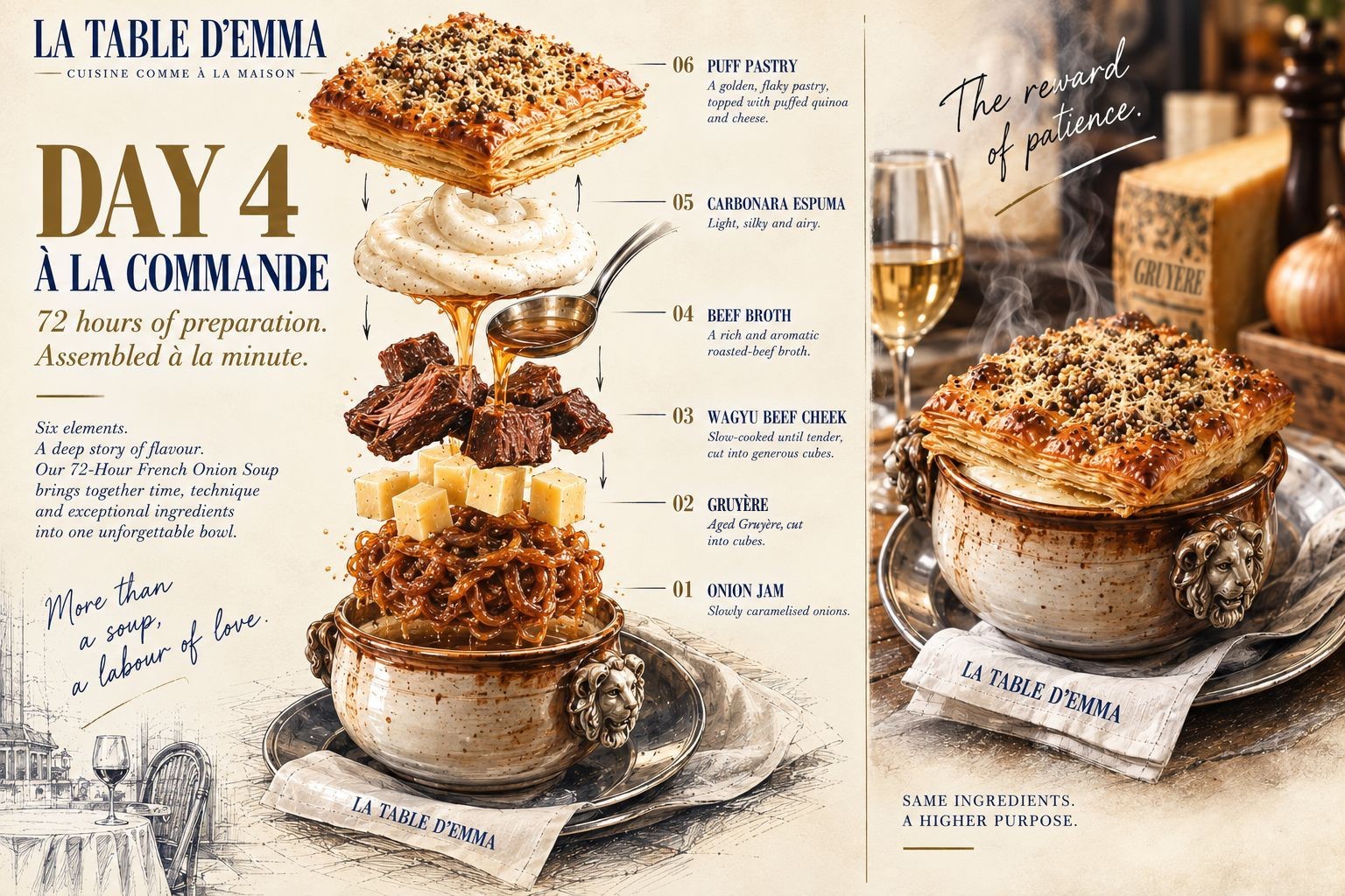 72 hour onion soup, Day 4: À la commande
